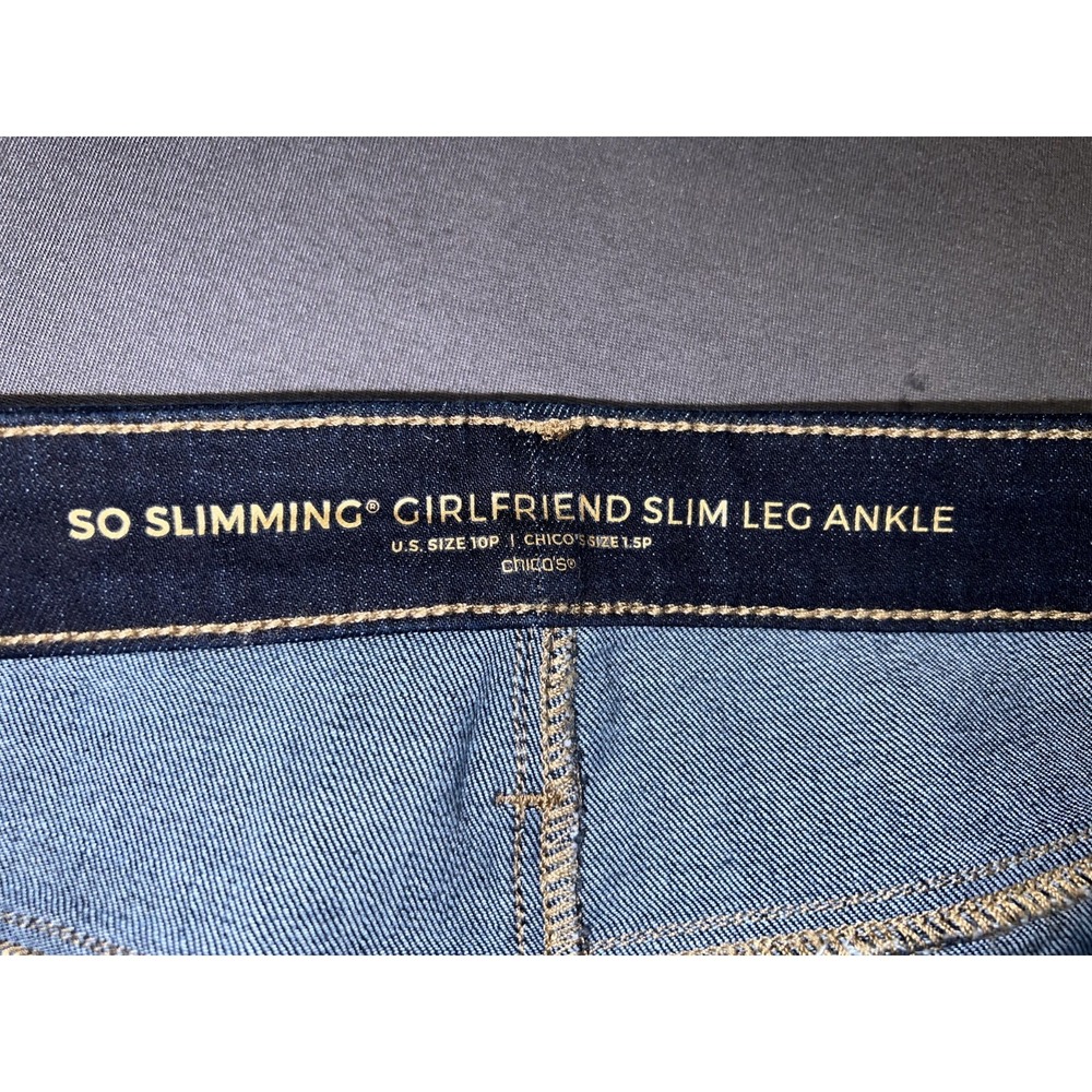 Chicos So Slimming Girlfriend Slim Leg Ankle Jeans‎ Dark Indigo Blue 10P (1.5P) - Picture 8 of 9